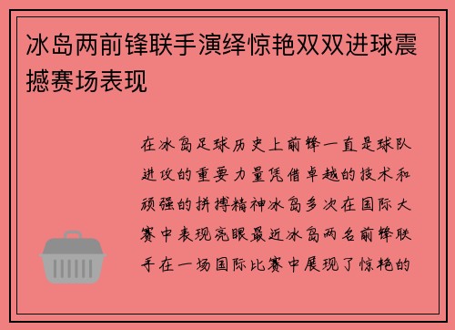 冰岛两前锋联手演绎惊艳双双进球震撼赛场表现